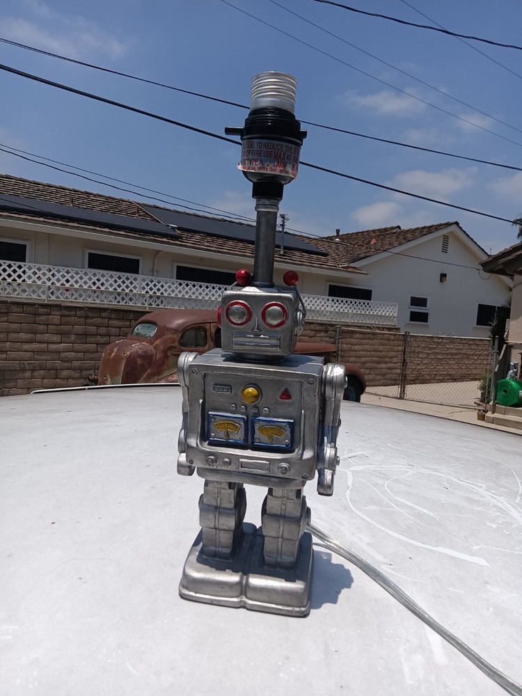 robot table top lamp sci fi