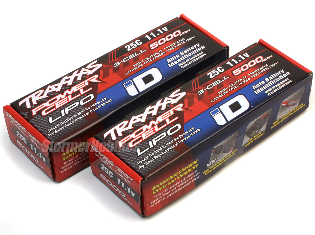 Traxxas 5000mAh 11.1v Power Cell 3S 25C LiPo Battery (2) w/ ID Traxxas Connector
