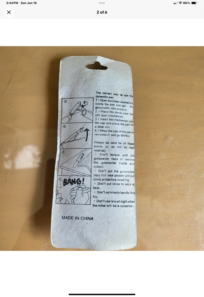 Dynamite Pen Exploding novelty joke prank bang gag trick cap A287