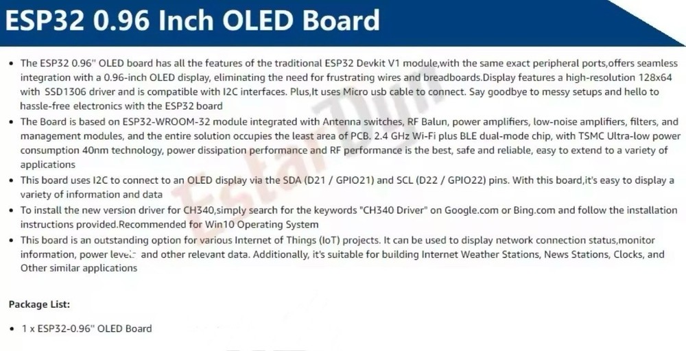 NodeMCU ESP8266 Development Board 0.96'' OLED Display for Arduino /Micropython
