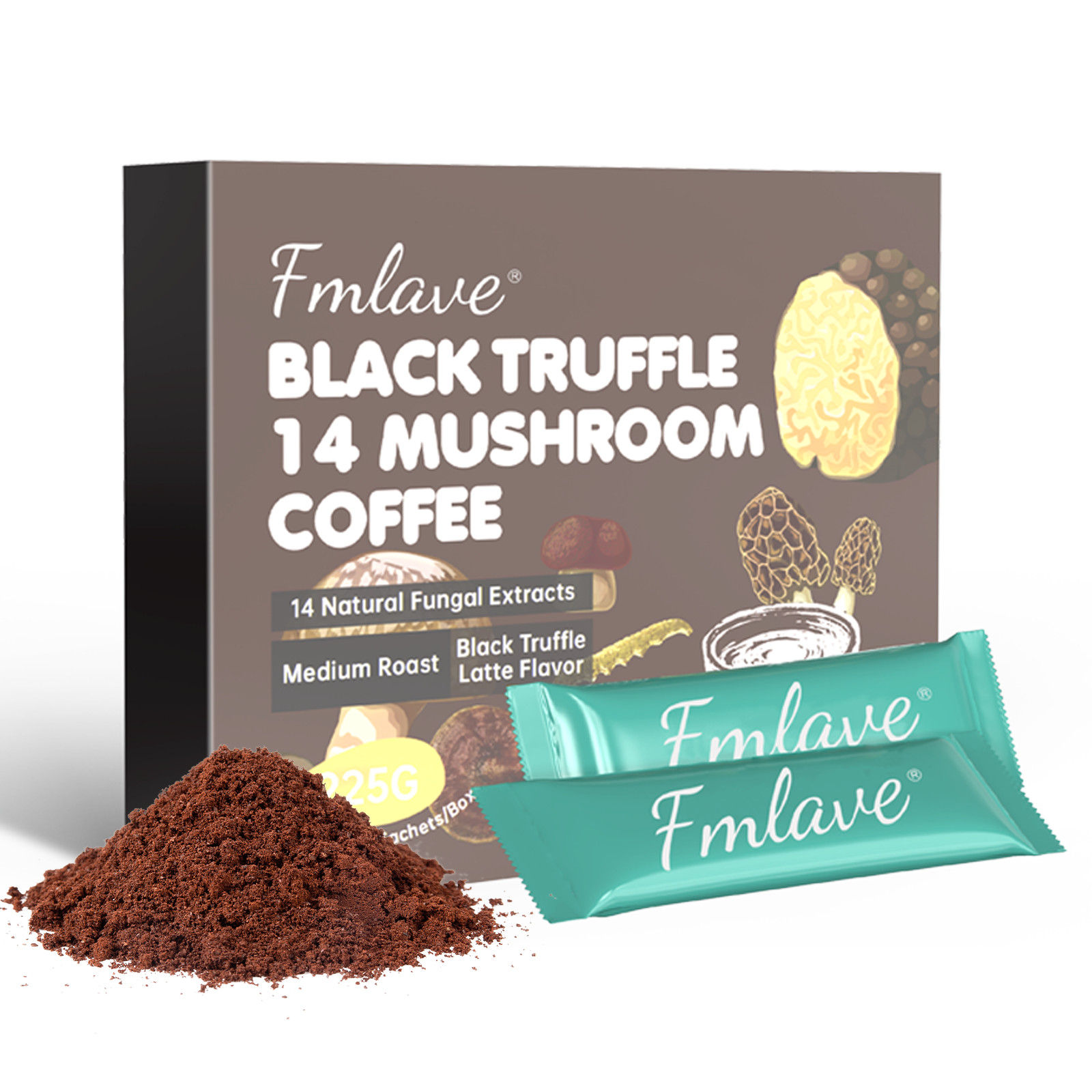 2 pack 14 Mushroom Coffee Organic Instant Coffee Brain & Energy Boost 30 sachets