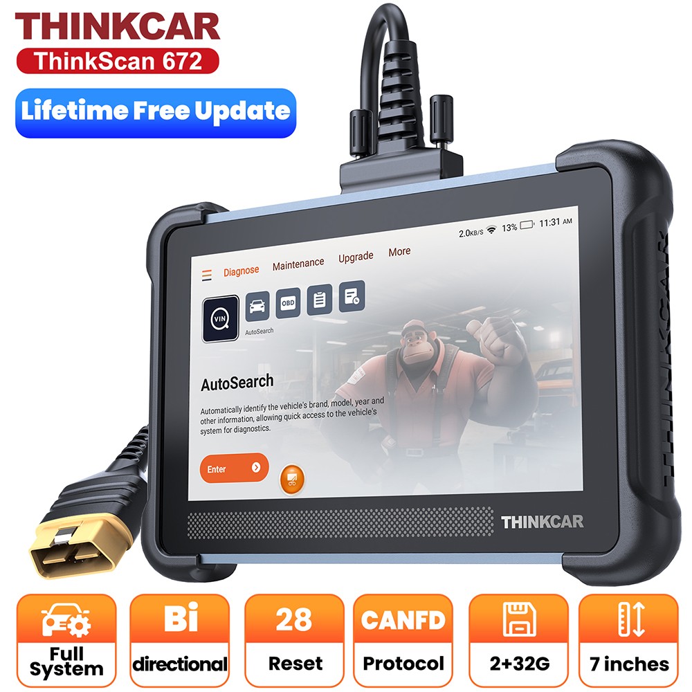 ThinkScan 672 Car OBD2 Diagnostic Scanner Bidirectional Full System 28+ Services
