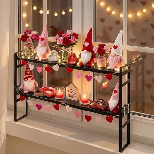 Expandable Window Sill Plant Shelf Set - Stackable Adjustable Metal Shelves for