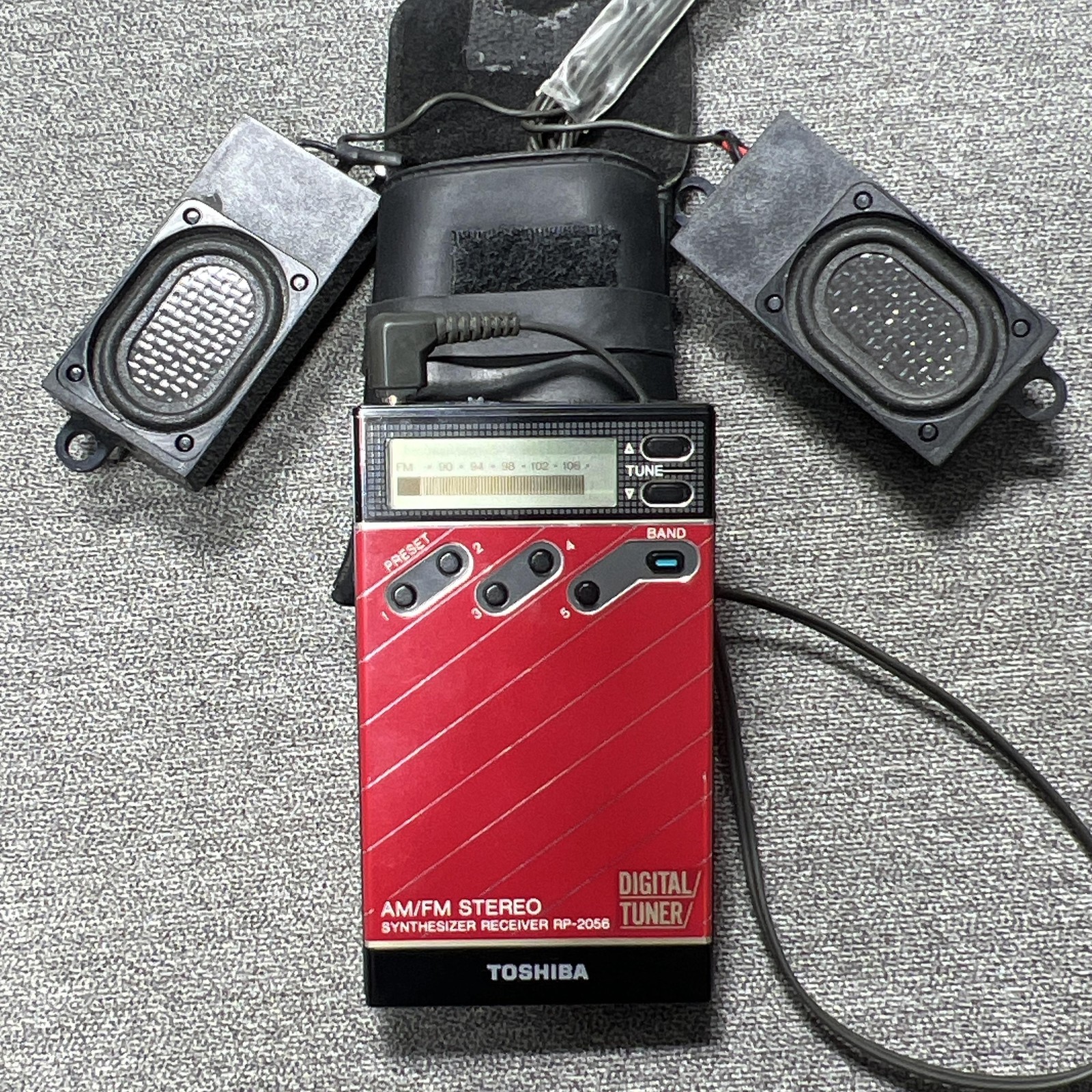 Vintage Toshiba RP-2056 AM/FM Stereo Pocket Radio Red Digital Tuner Japan Tested