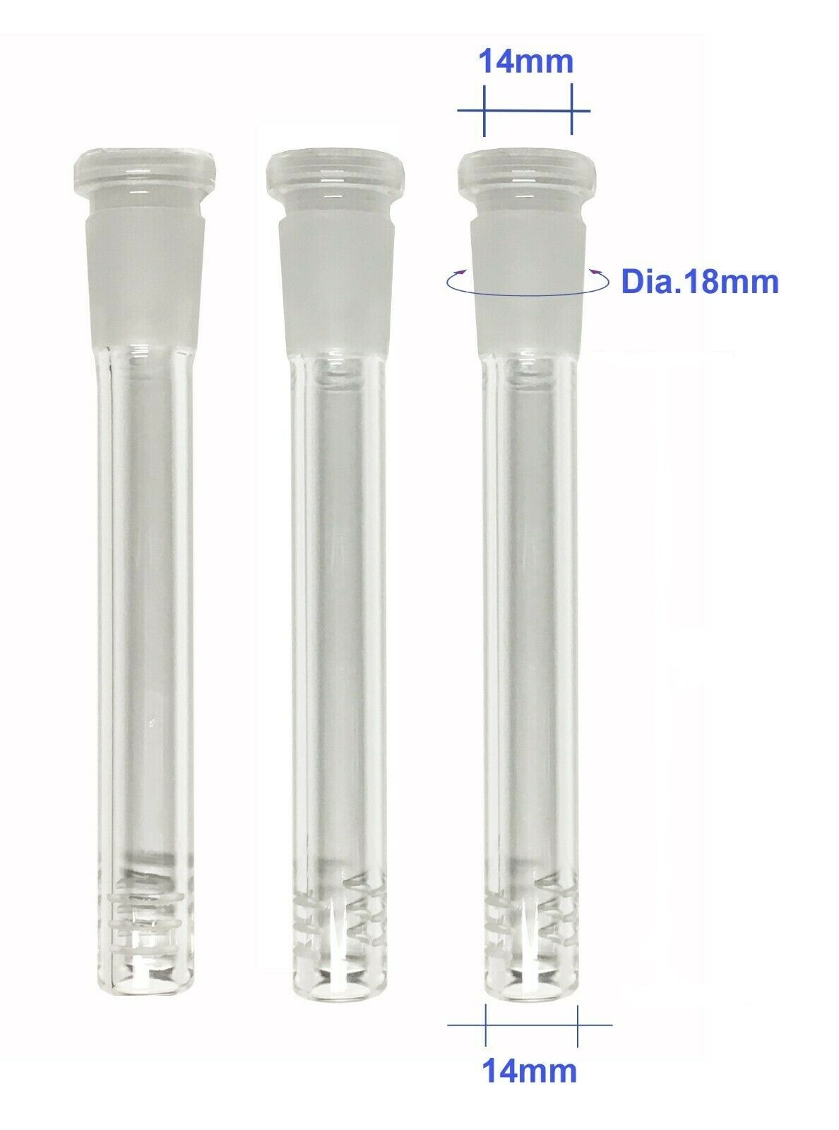 4-Pack 2.5 inch (Full Length: 3.8 Inch) Glass Downstem (18mm x14mm)