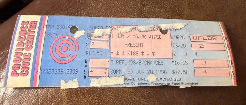 KISS/SLAUGHTER/LITTLE CAESAR RARE UNUSED CONCERT TICKET PROVIDENCE, RI 6/20/1990