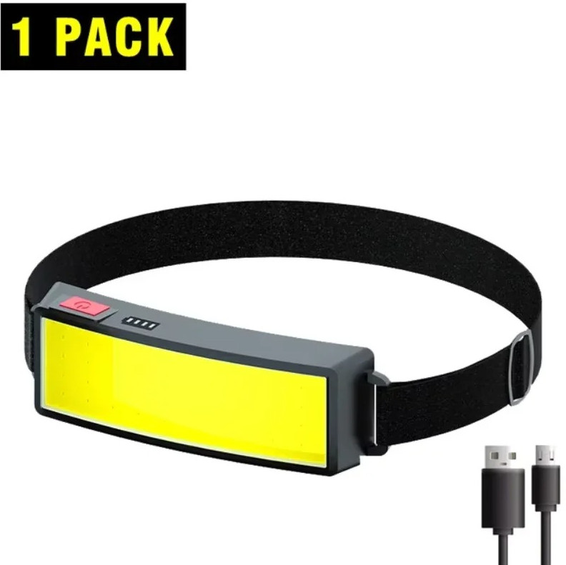 1pc COB Portable LED Headlamp USB Rechargeable Outdoor Camping Light  - NEW