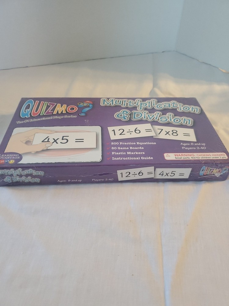 QUIZMO MULTIPLICATION AND DIVISION MATH BINGO New