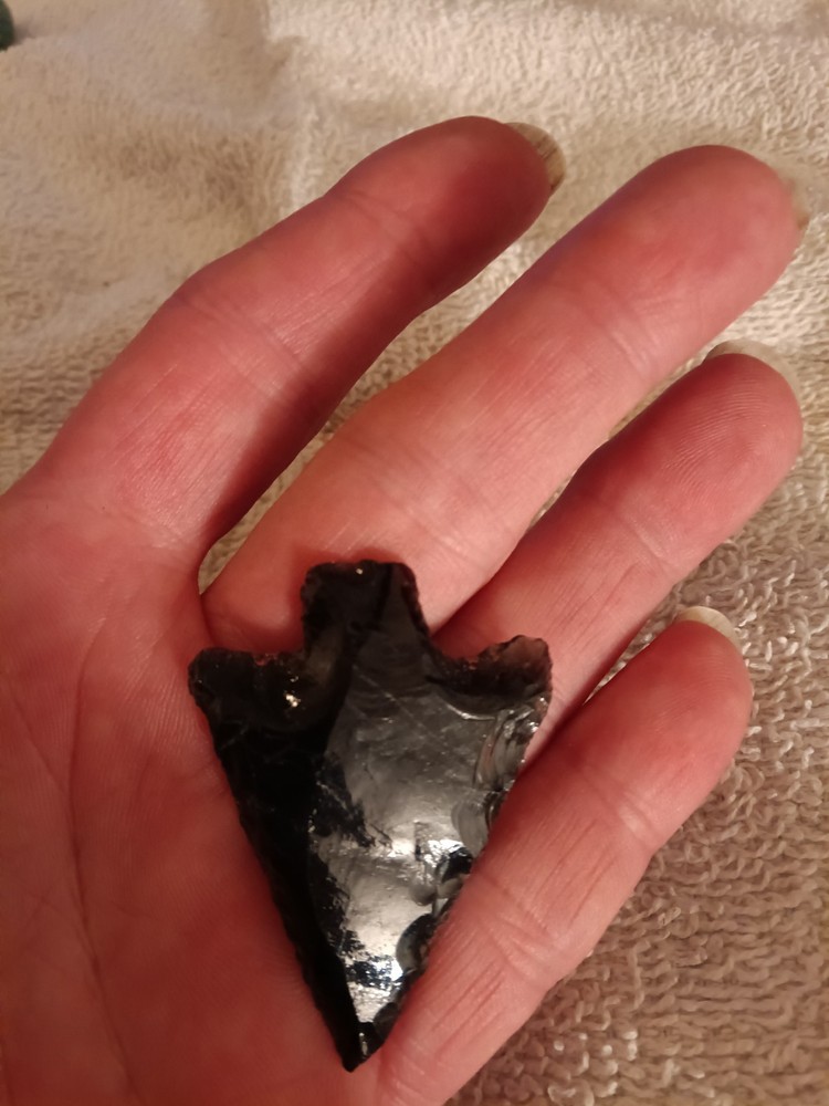 Black Obsidian Flint Knapped Arrowhead Modern Native American Style
