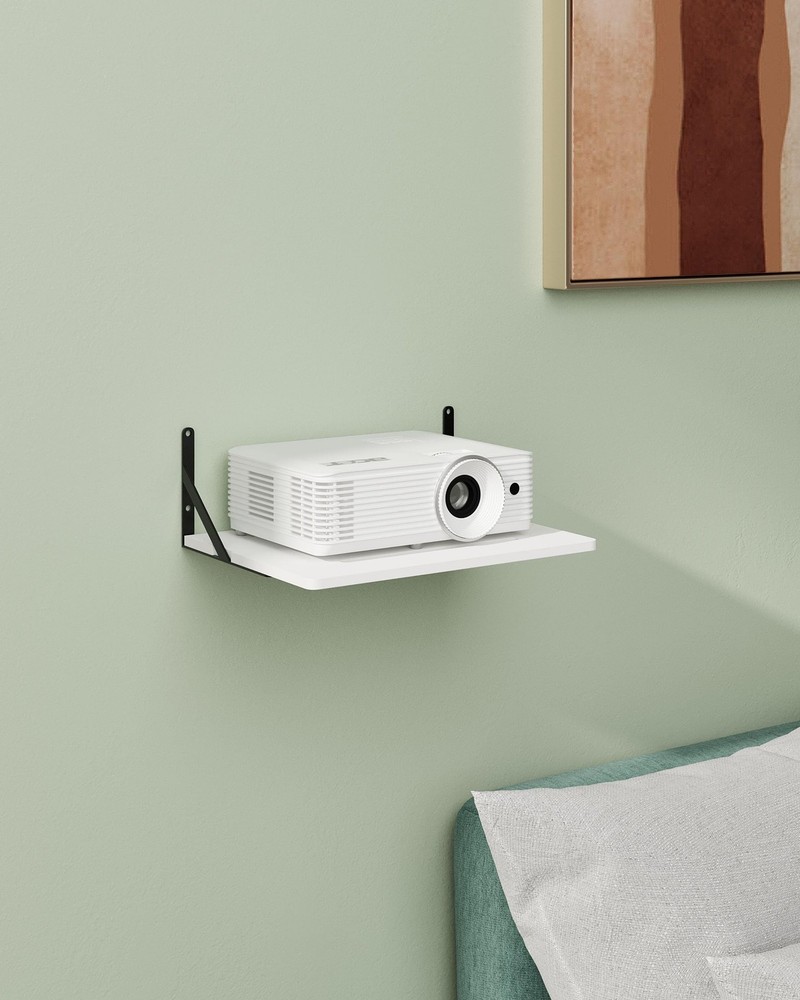 Black White Small Mini Projector Shelf for Wall, Cable Box/Router Shelf,Float