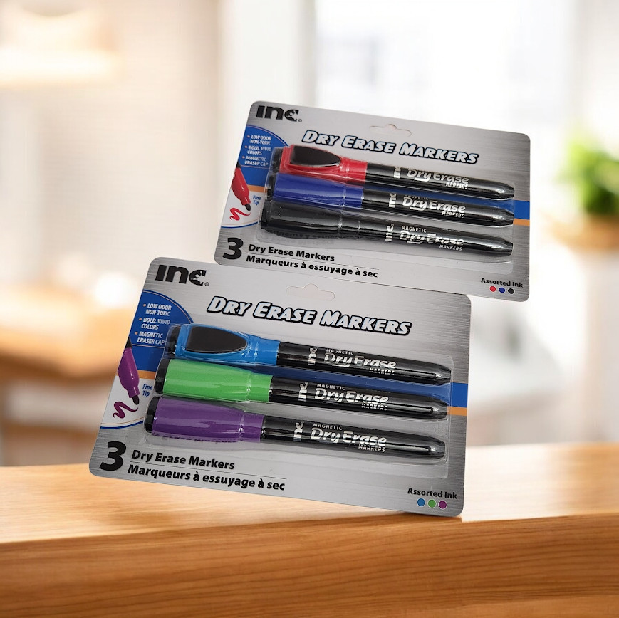 2 PACKS 6 INC® FINE POINT DRY ERASE MARKERS MULTICOLORED 6 COLORS