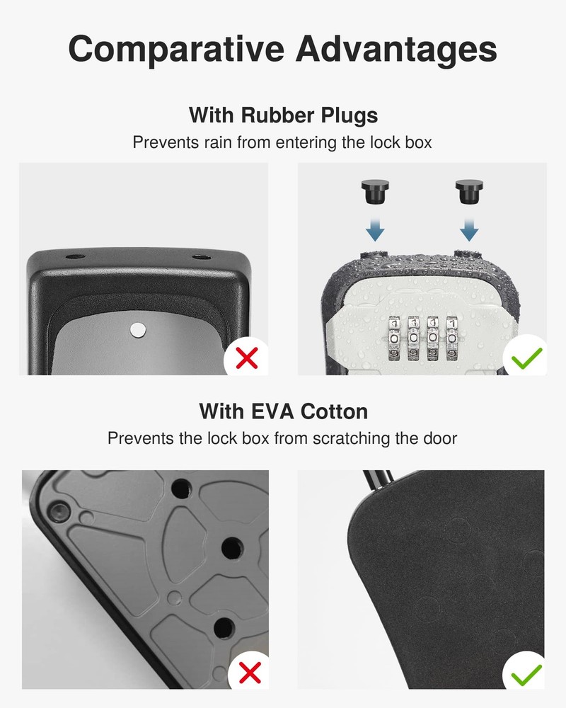 Lock Box, Key Lock Box Wall Mount & Portable Combination Lockbox with Resetta...