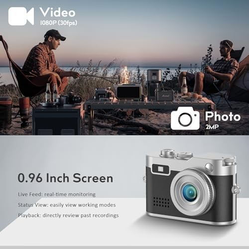 Mini Keychain Camera - 1080P FHD Mini Retro Digital Camera - Tiny Portable