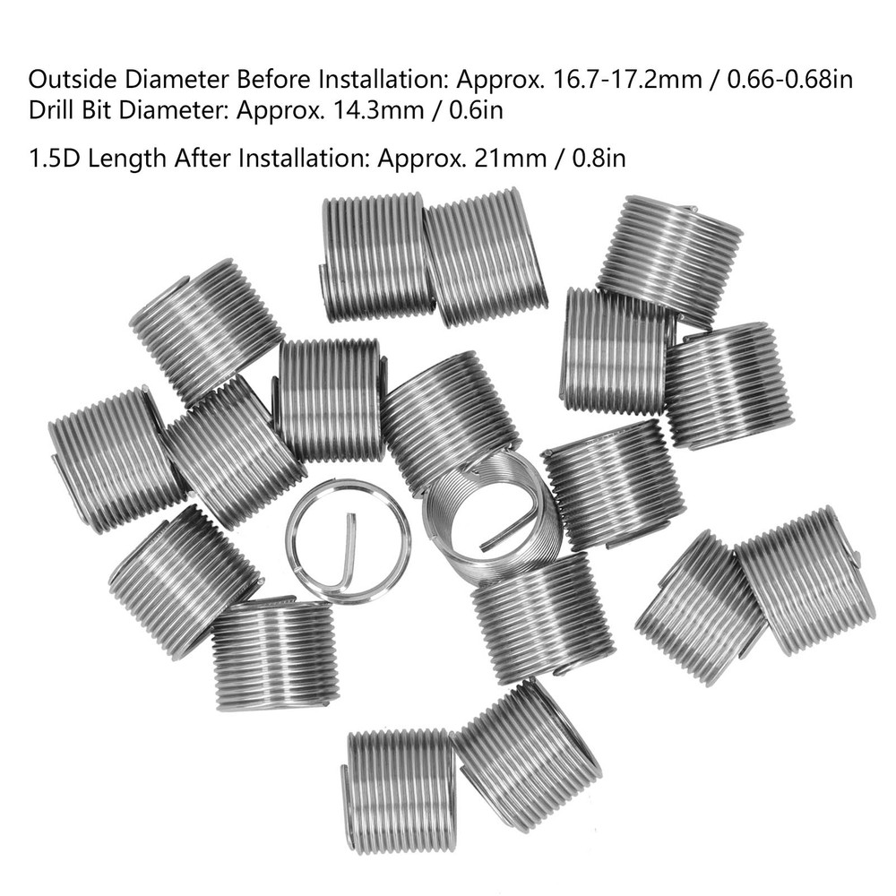 20Pcs Thread Repair M14x1.25 Spiral Circle Insert Reducer Nut Threaded Socket