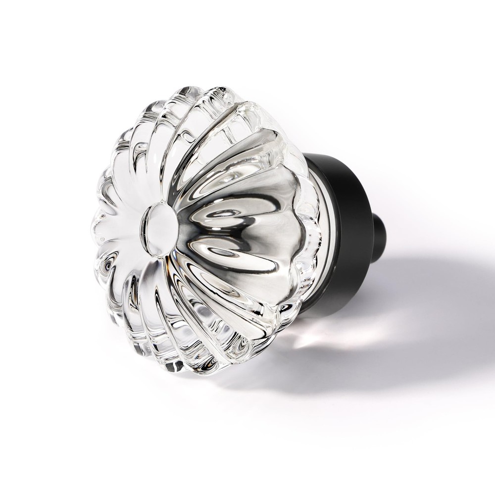 Flower Crystal Cabinet Knobs Cabinets Knob, 4 Pack Matte Black Base and Clear...