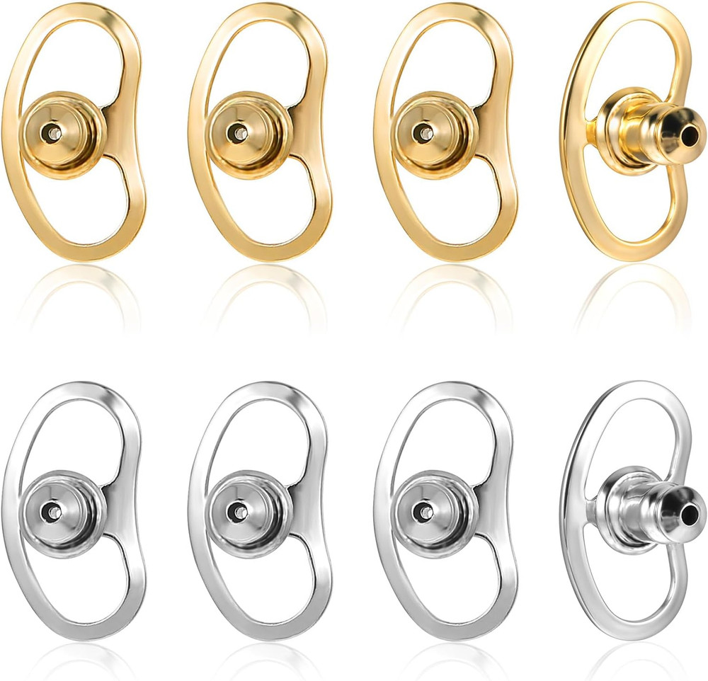 8 Pcs Earring Lifters Backs for Droopy Ears, Locking Earring Backs Replacements