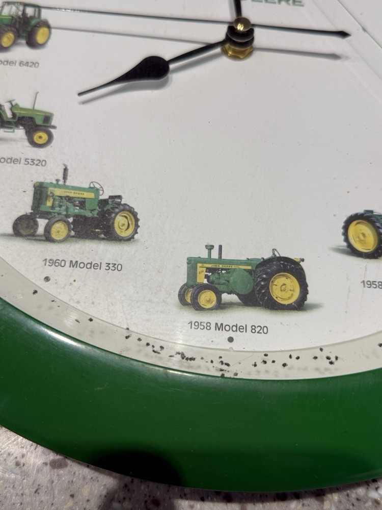 John Deere Tractor Clock Green And White