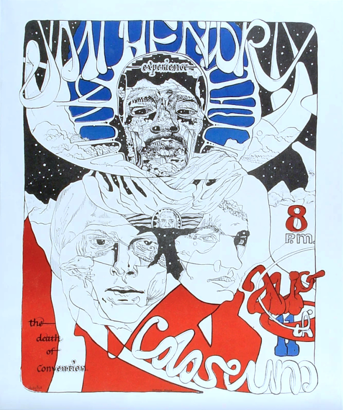 JIMI HENDRIX Davenport Iowa 1968 Concert Poster OFFICIAL ARTIST REPRINT #'d/1500