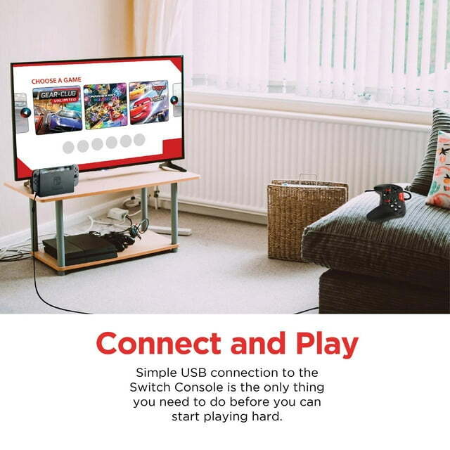 Restored Ematic Black Handheld Wire Gaming Controller for Nintendo Switch