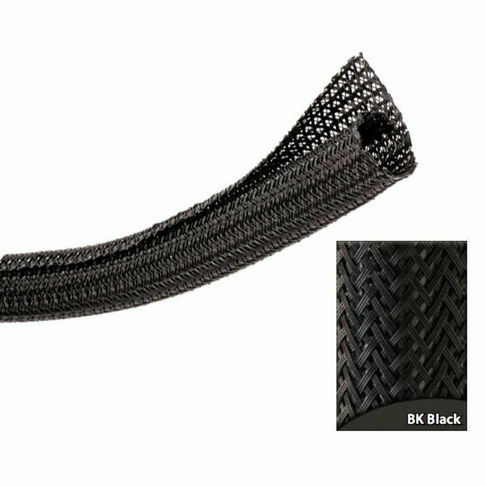 1/8" Black Split Woven Wire Loom Sleeve 10 ft Cable Management Wrap Keep It