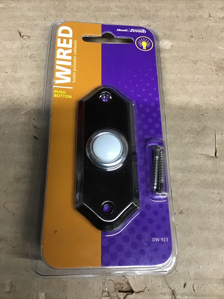 Heath Zenith LE-223 Wired Lighted Door Bell Button Solid Brushed Pewter Finish