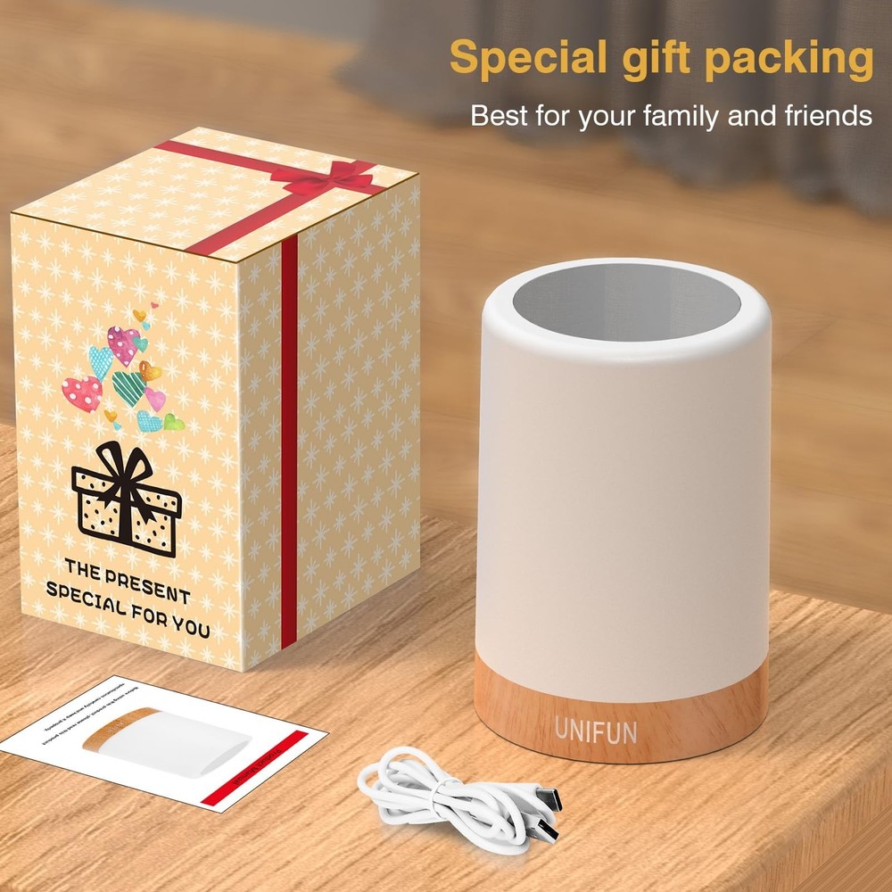 Table Lamp, Touch Sensor Bedside Lamps, Dimmable Warm White & Color Changing ...