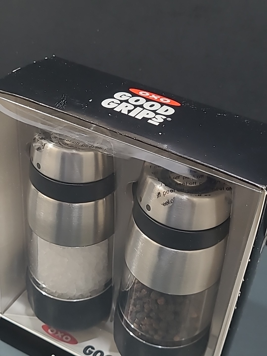 OXO Good Grips Stainless Steel Mess-Free Salt & Pepper Set New