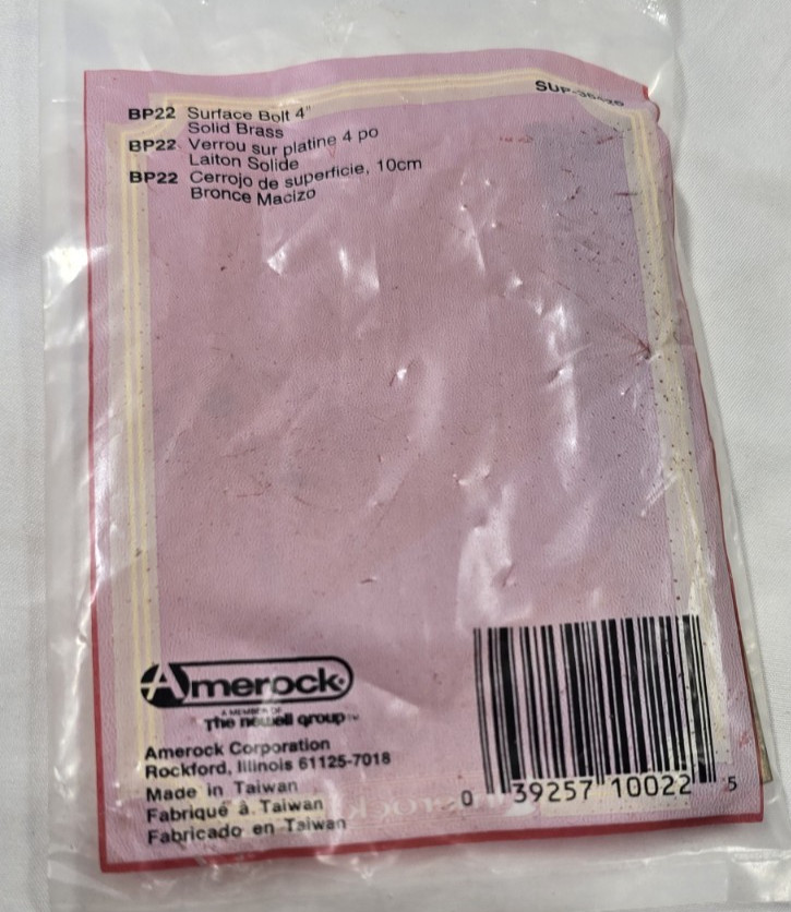 Amerock Door Slide Surface Bolt 4" Solid Brass Latch Screws Hardware NOS