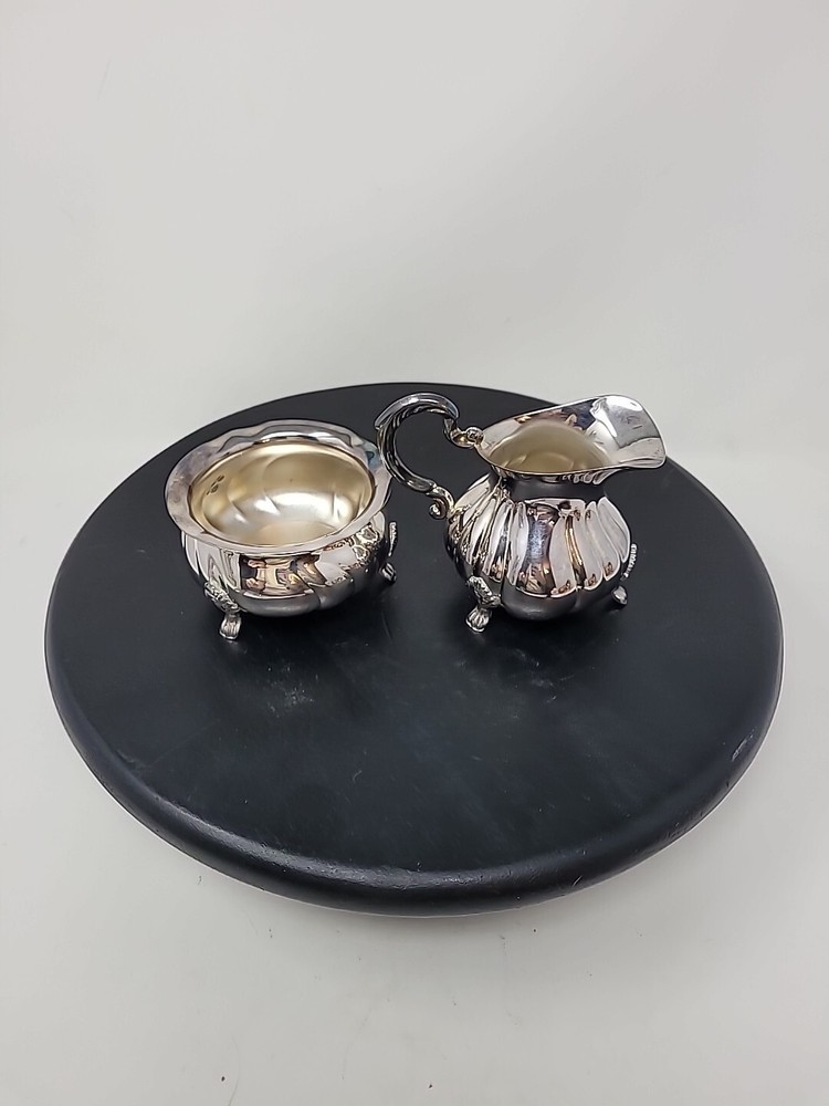 Sweden T.M. 60 GR Silverplate Silver Cream and Sugar Set - Sweden - 143.0 gr