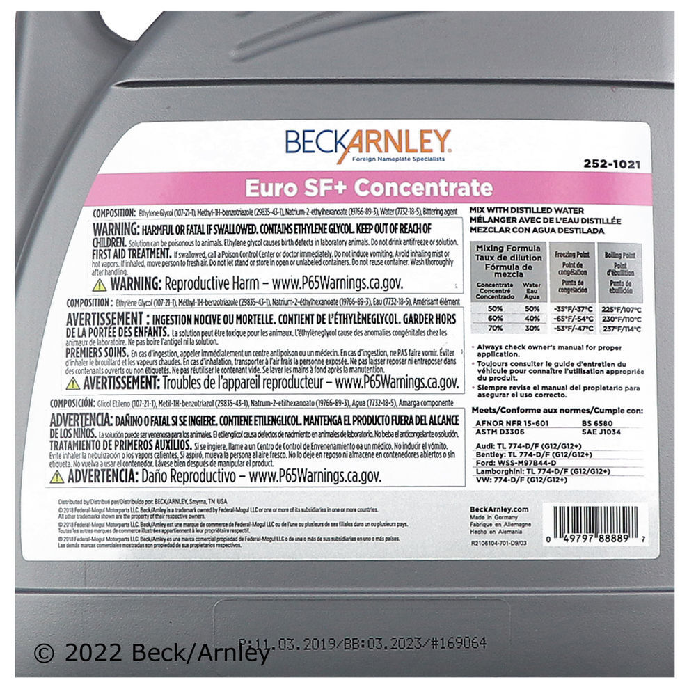Anti-Freeze Beck/Arnley 252-1021