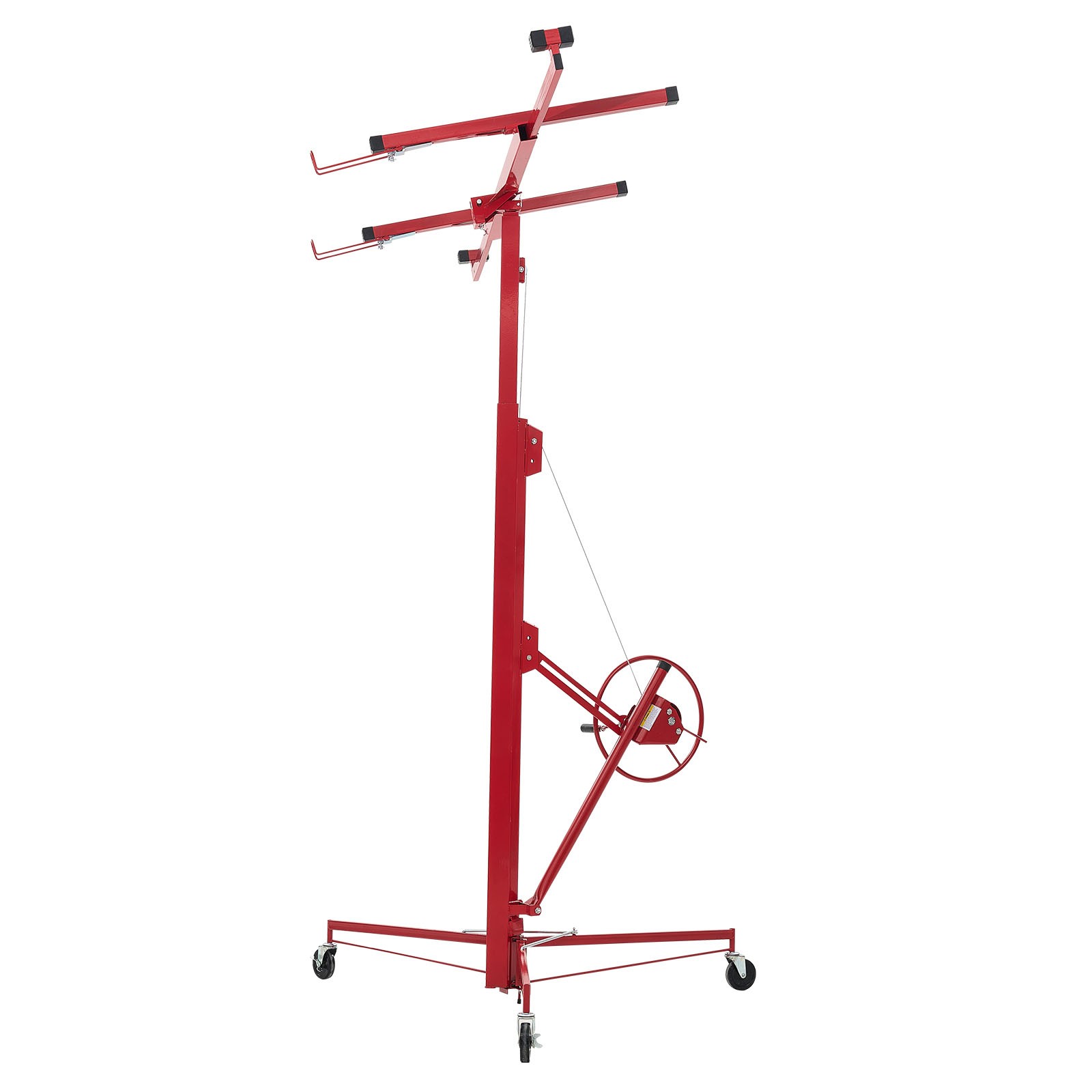 Uimoso 16ft Drywall Hoist, 150 lbs Capacity Adjustable Arm, Lockable Wheels, Red