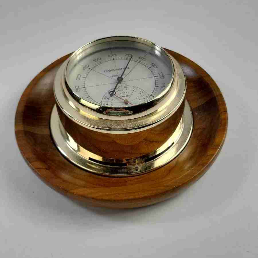 Springfield Instrument Thermometer / Humidity - Walnut - Vintage Wall Mount