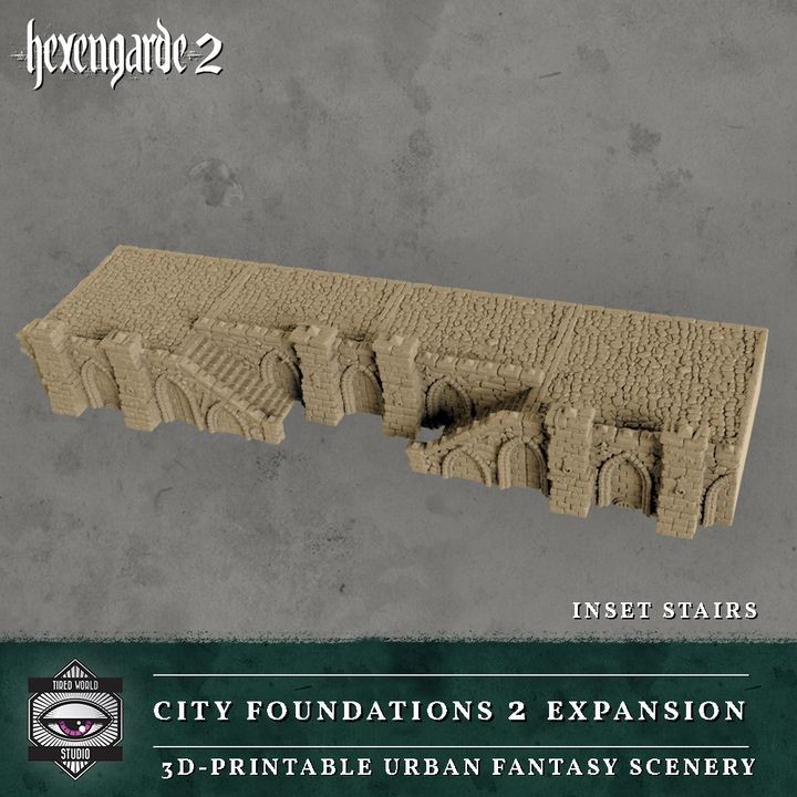 Hexengarde 2 City Foundations INSET STAIRS RAMPS Trench Crusade D&D RPG Terrain