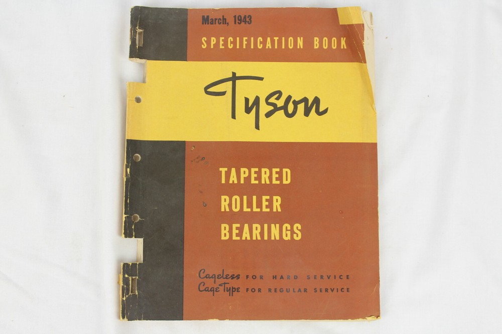 Tyson Specification Book 1943 Tapered Roller Bearings Manual