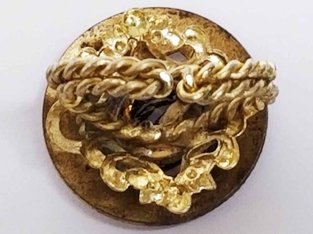 Vintage Chinese Symbol Enamel Openwork Button Upcycled Adjustable Ring