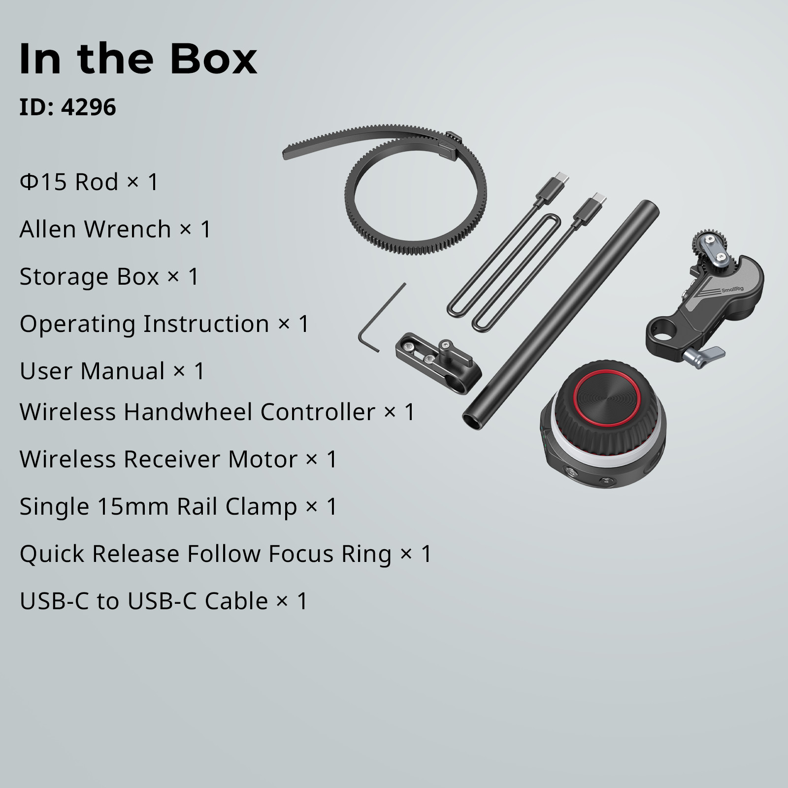 SmallRig Wireless Follow Focus Lite Kit with Handwheel Controller & Receiver Mot