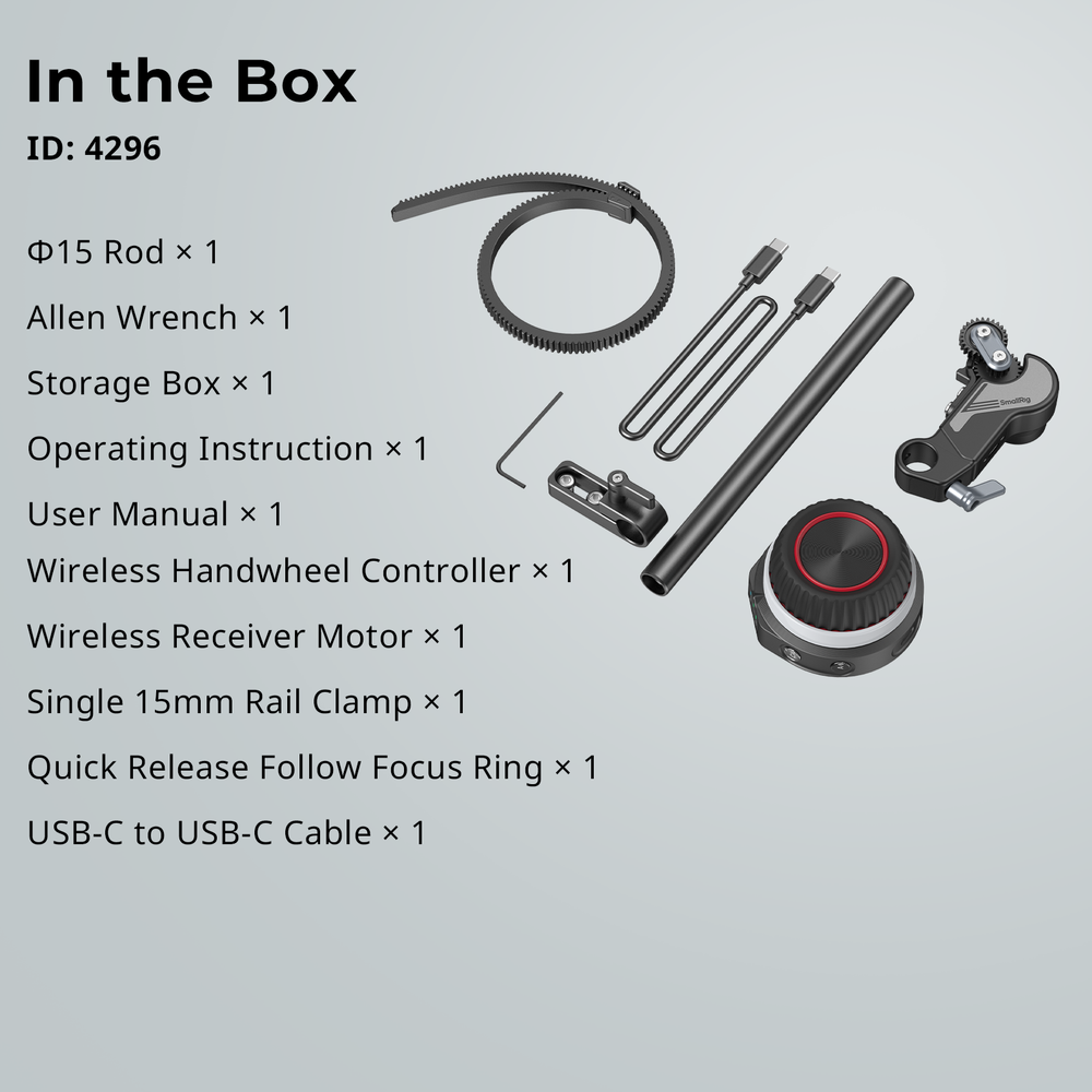 SmallRig Wireless Follow Focus Lite Kit with Handwheel Controller & Receiver Mot