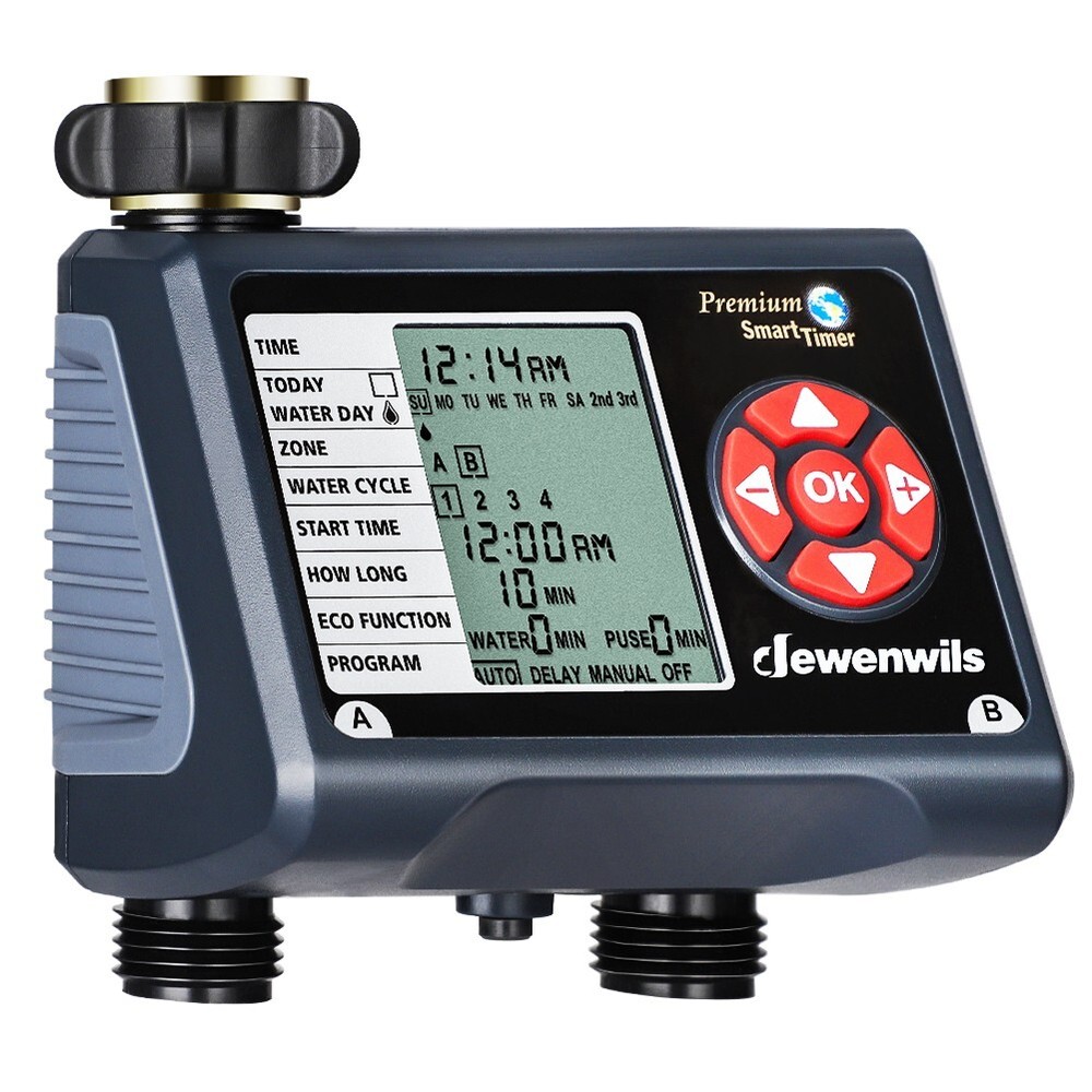 DEWENWILS Sprinkler Timer w/ 2 Zone Outdoor Garden Water Hose Timer Programmable