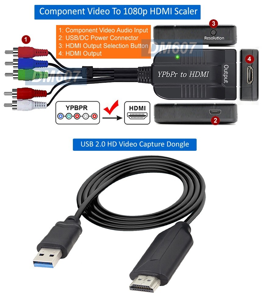 PC-Based HD 1080P Component YPbPr To USB Video Capture For PC Windows Mac Linux