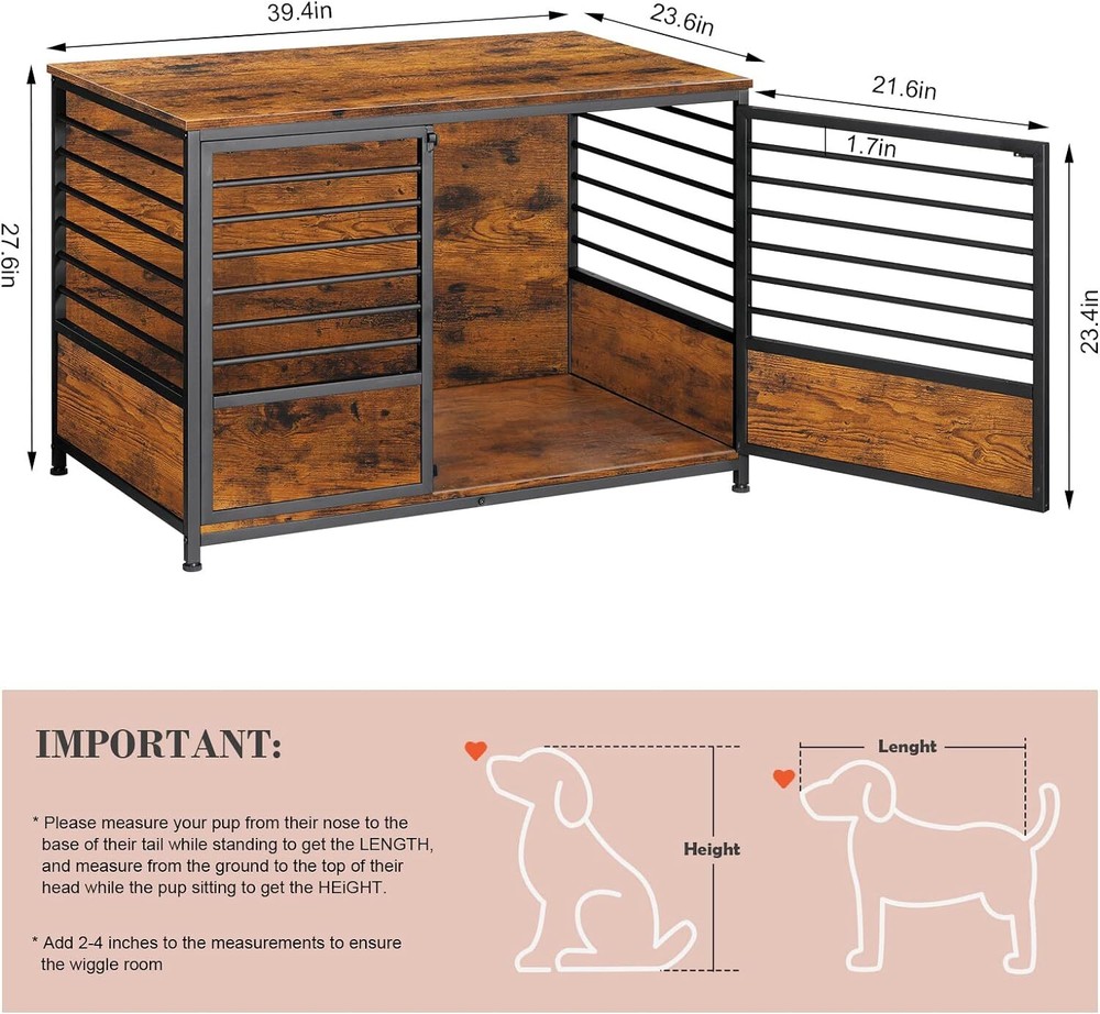 Large Dog Crate Furniture Heavy Duty Dog Kennel House Wooden Dog Cage End Table