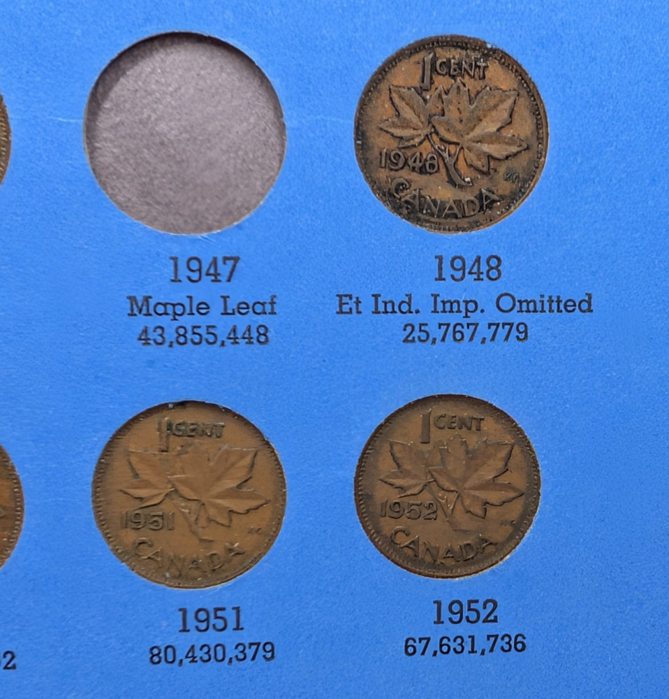 Partial Set Canada Small Cents 40 Coins Whitman Folder 260357