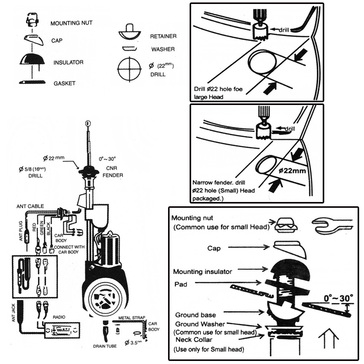 Electric Power Antenna Am Fm Radio Mast Replacement 12V For Car Vehicle