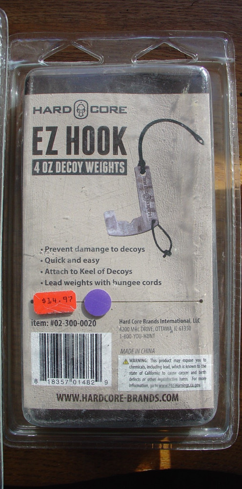 Hardcore Waterfowl Duck EZ Hook Decoy Weights 12 Pack 4 Oz Weights