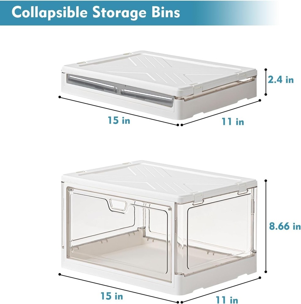 Clear Storage Bin with Lid 3 Pack 【Stackable & Sturdy】 Plastic Multifunctiona...