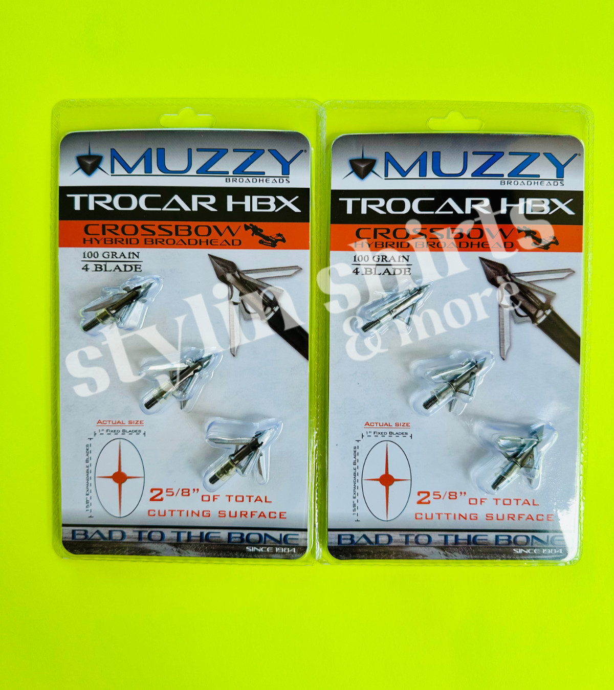 2 pk Muzzy Archery Trocar HBX CROSSBOW Mechanical 4 blade 100 Grain 3 Broadhead