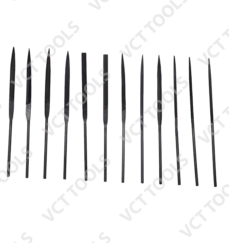 12PC Needle File Set Assorted Precision 5.5" long, Pattern Cut, Hobby Jeweler