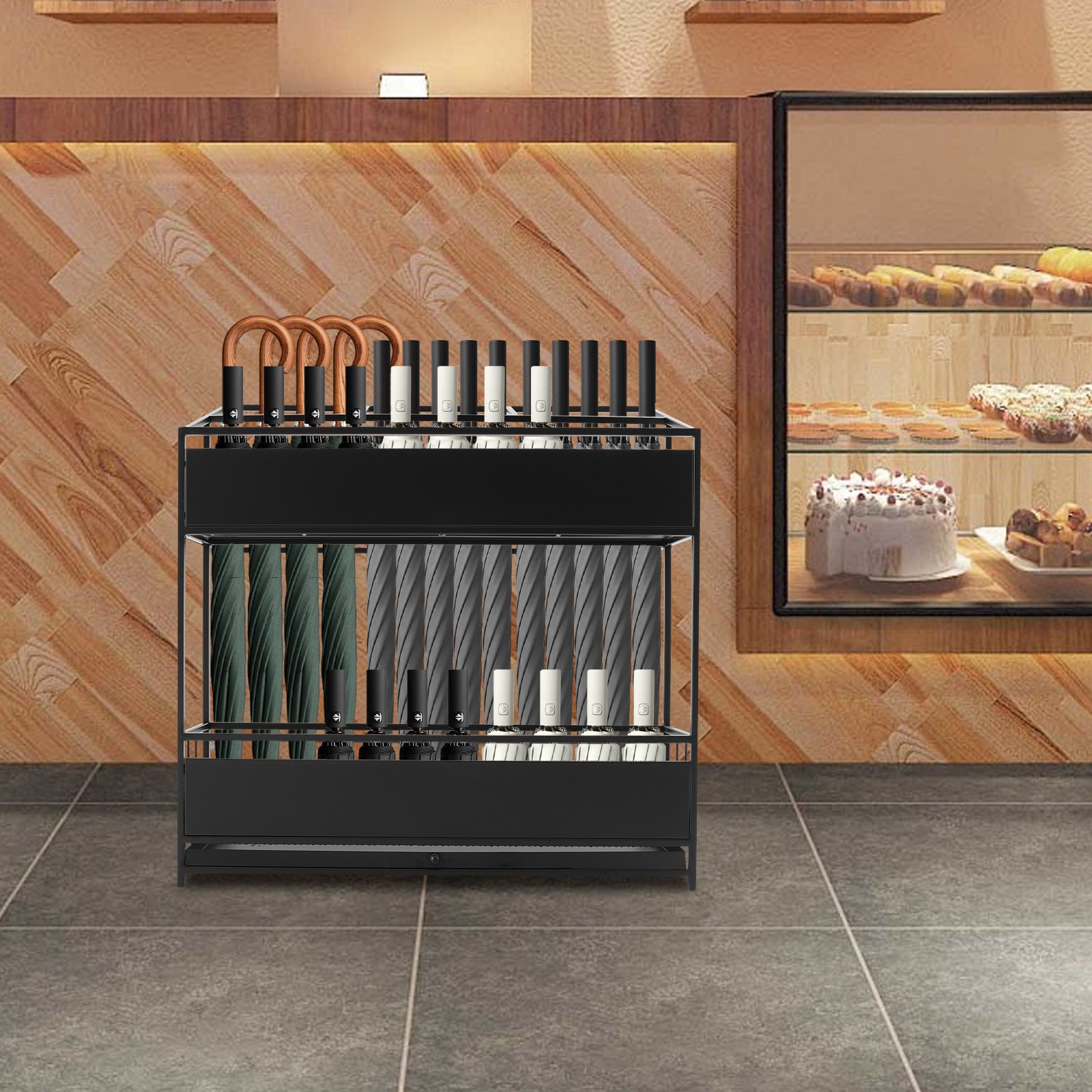 Metal Umbrella Rack Stand Mall Hotel Office Umbrella Holder Holds 24-46 Umbrella