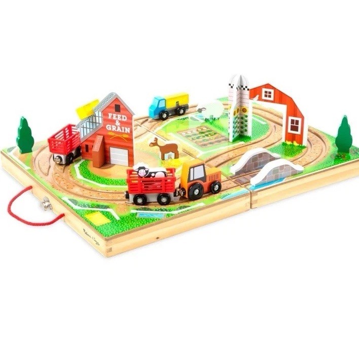 Melissa & Doug Wooden Take-Along Farm 17-Pieces Portable New