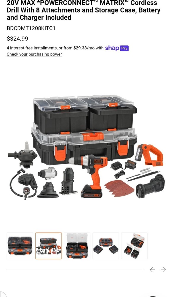 ⭐️NEW⭐️ BLACK + DECKER MATRIX 20V MAX POWERCONNECT 8-Tool Kit BDCDMT1208KITC1