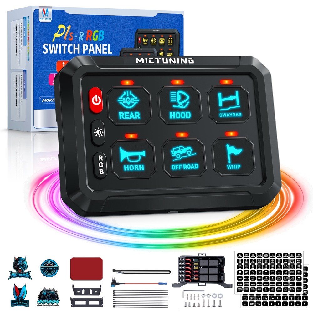 6 Gang Switch Panel, Universal On-Off LED Circuit Control Relay System Box